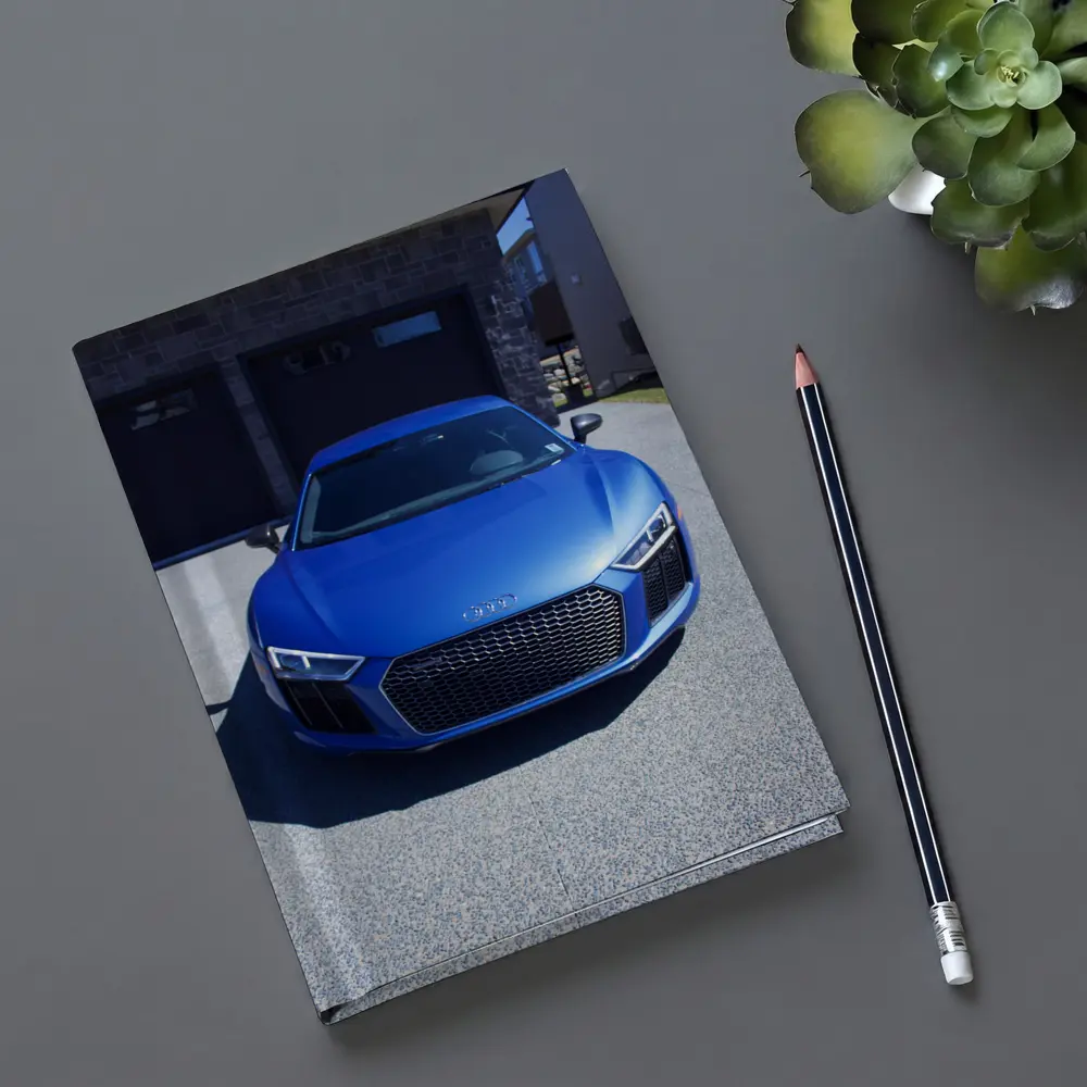 Audi R8 Blue Supercar Front View Driveway – Notebooks