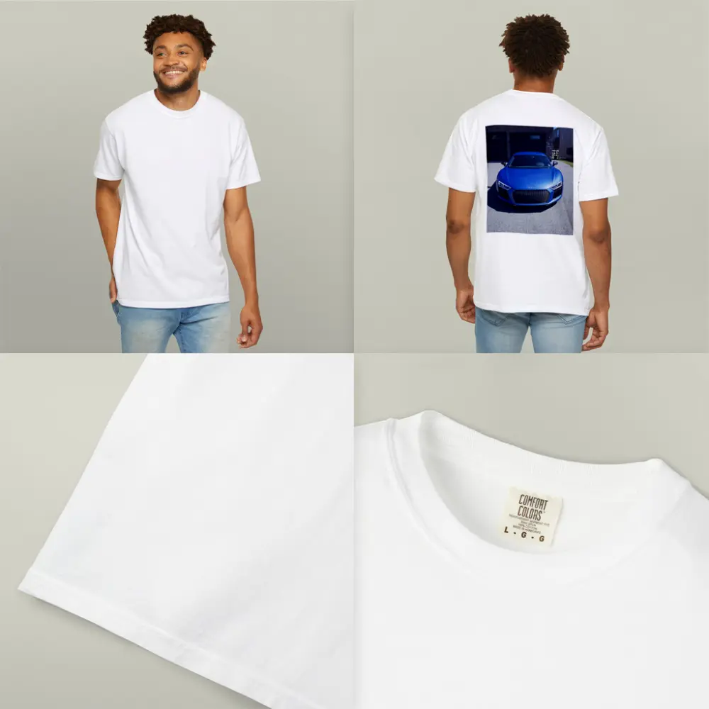 Audi R8 Blue Supercar Front View Driveway – T-Shirts