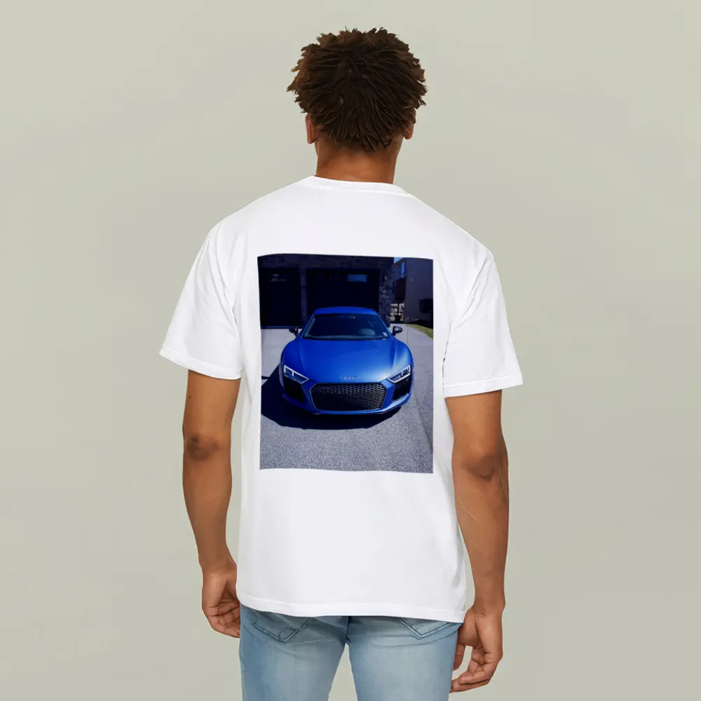 Audi R8 Blue Supercar Front View Driveway – T-Shirts