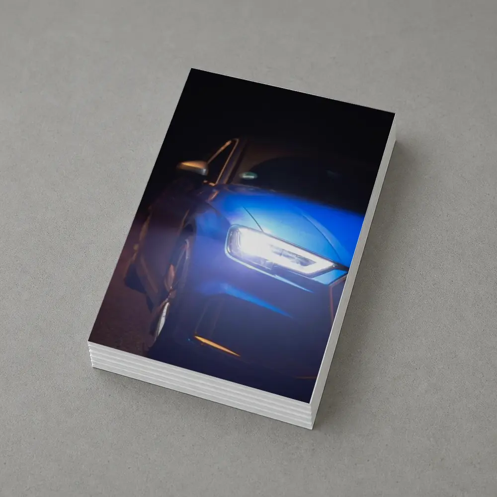 Audi A3 Blue Headlights Glowing Dark Night – Postcards