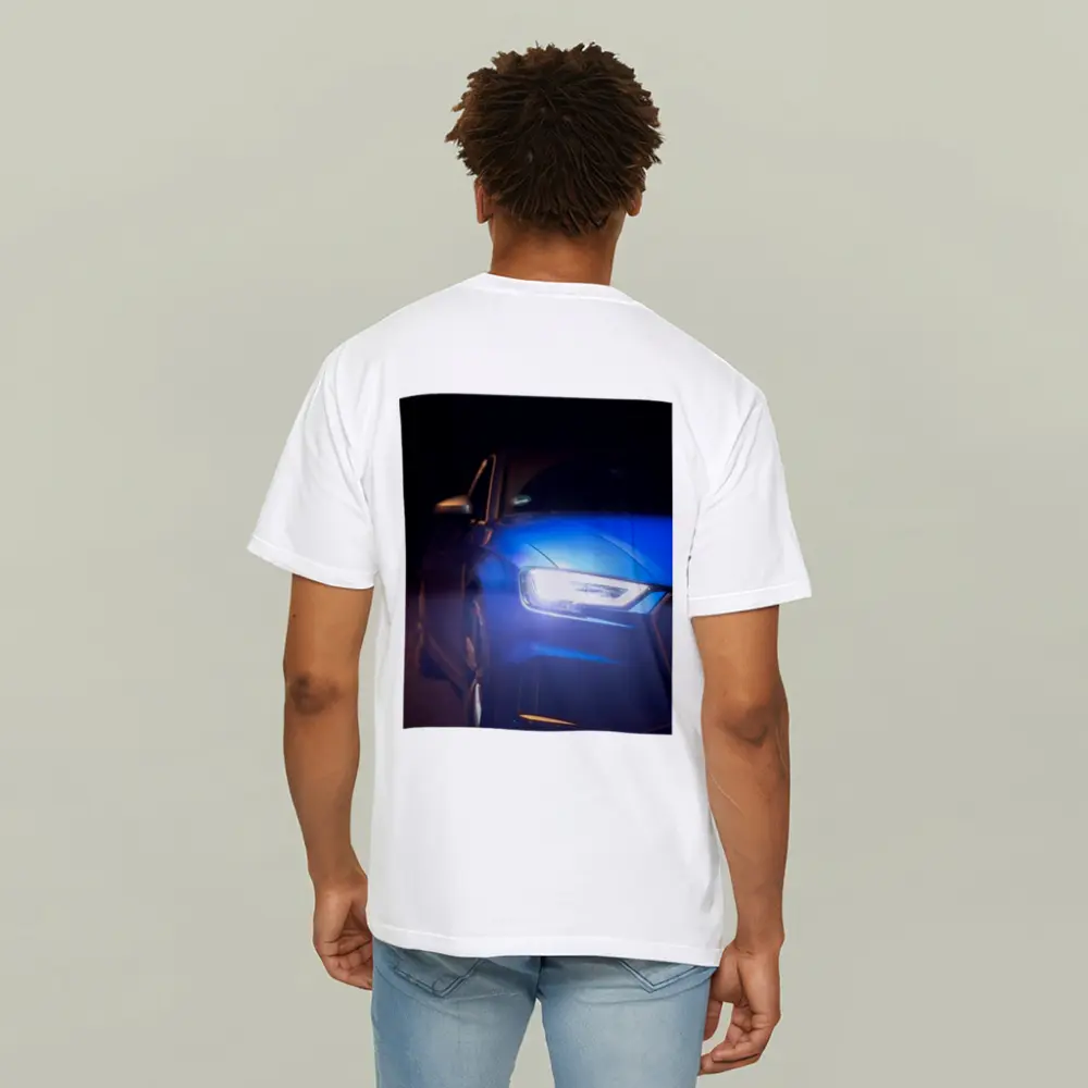 Audi A3 Blue Headlights Glowing Dark Night – T-Shirts