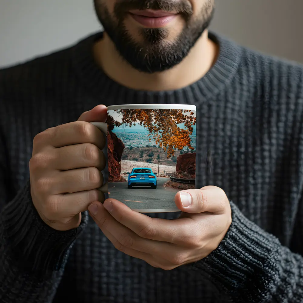 Audi RS7 Blue On Mountain Road – Mugs