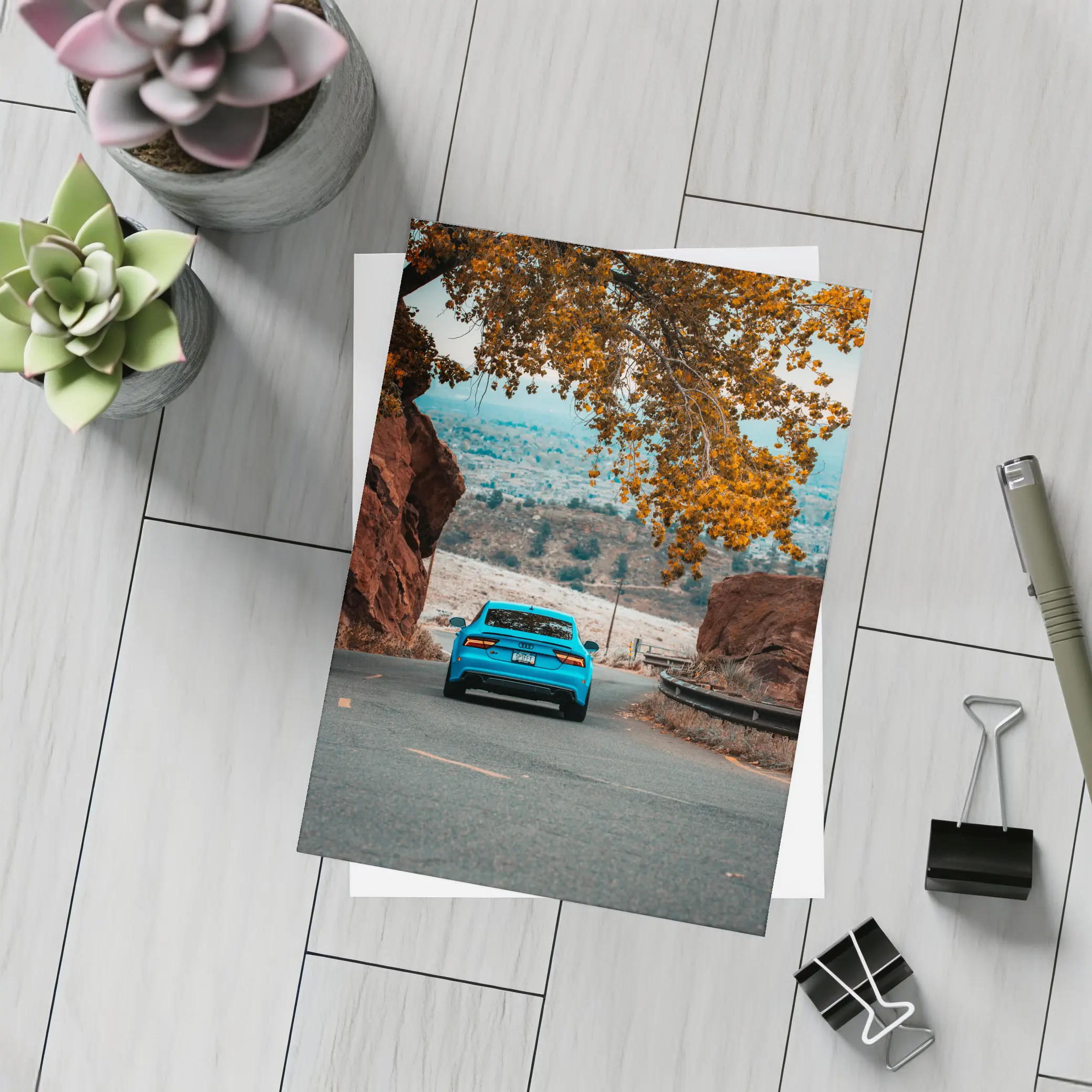 Audi RS7 Blue On Mountain Road – Postcards