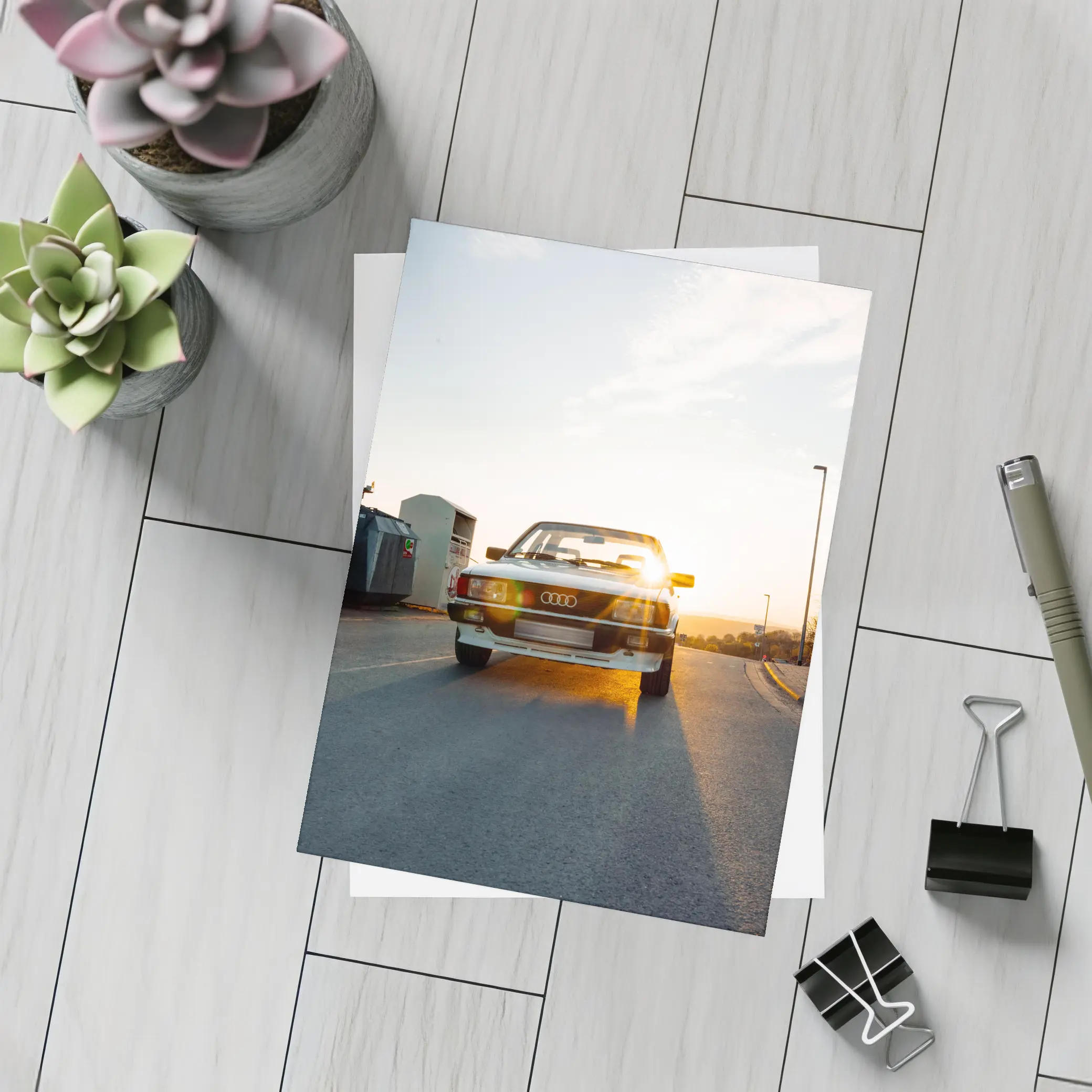 Classic Audi Coupe Sunset Golden Light Street – Postcards