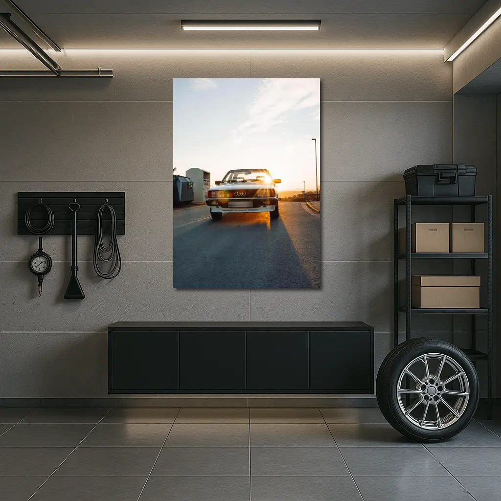 Classic Audi Coupe Sunset Golden Light Street – Wall Art