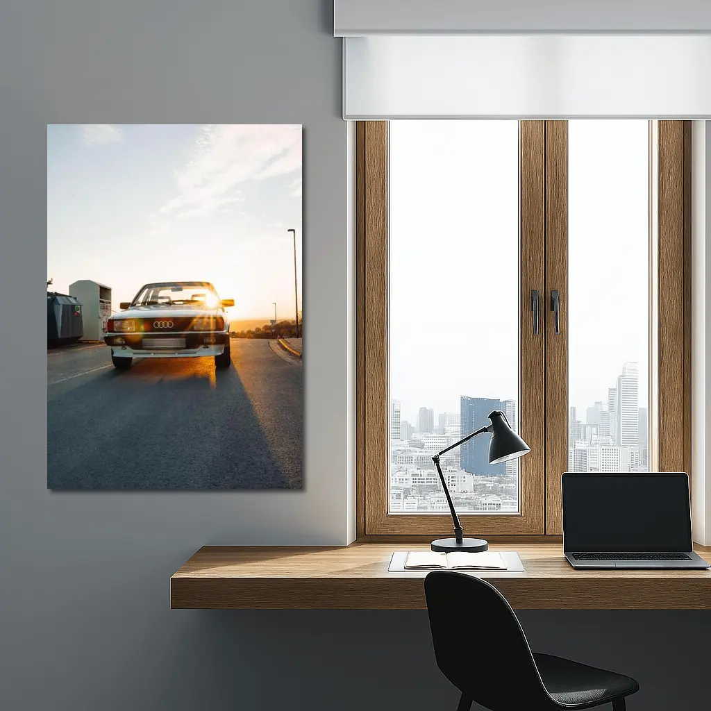 Classic Audi Coupe Sunset Golden Light Street – Wall Art