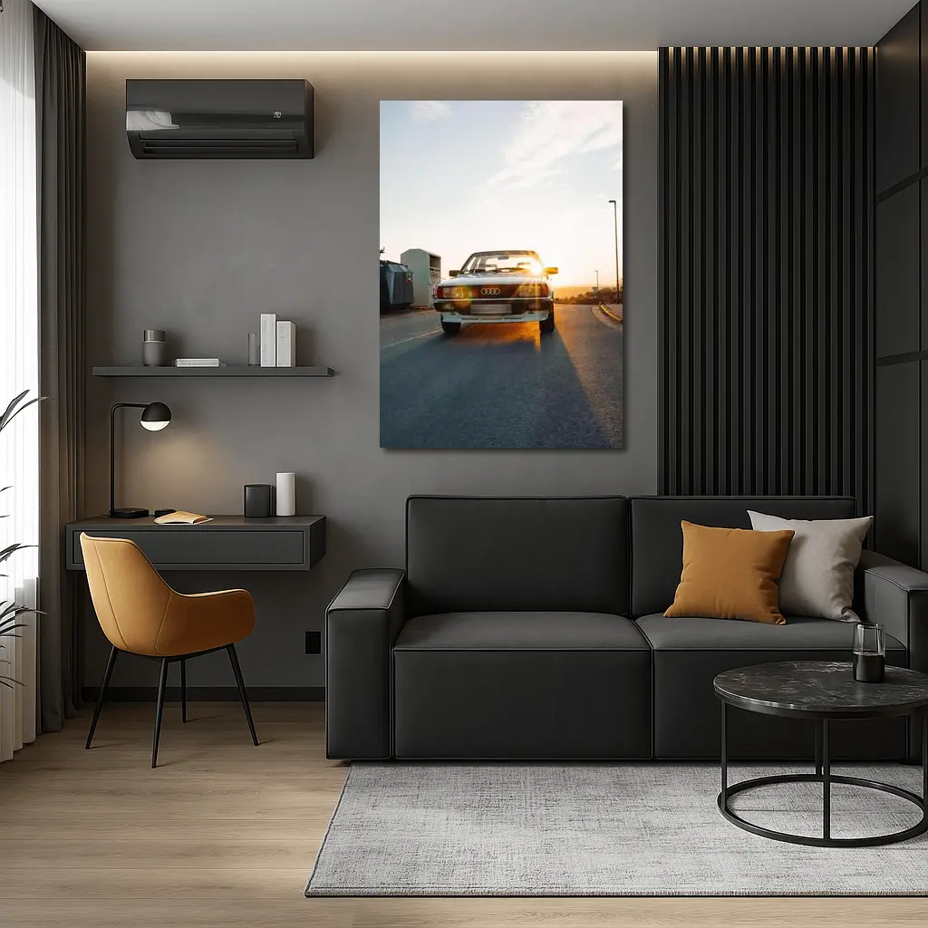 Classic Audi Coupe Sunset Golden Light Street – Wall Art