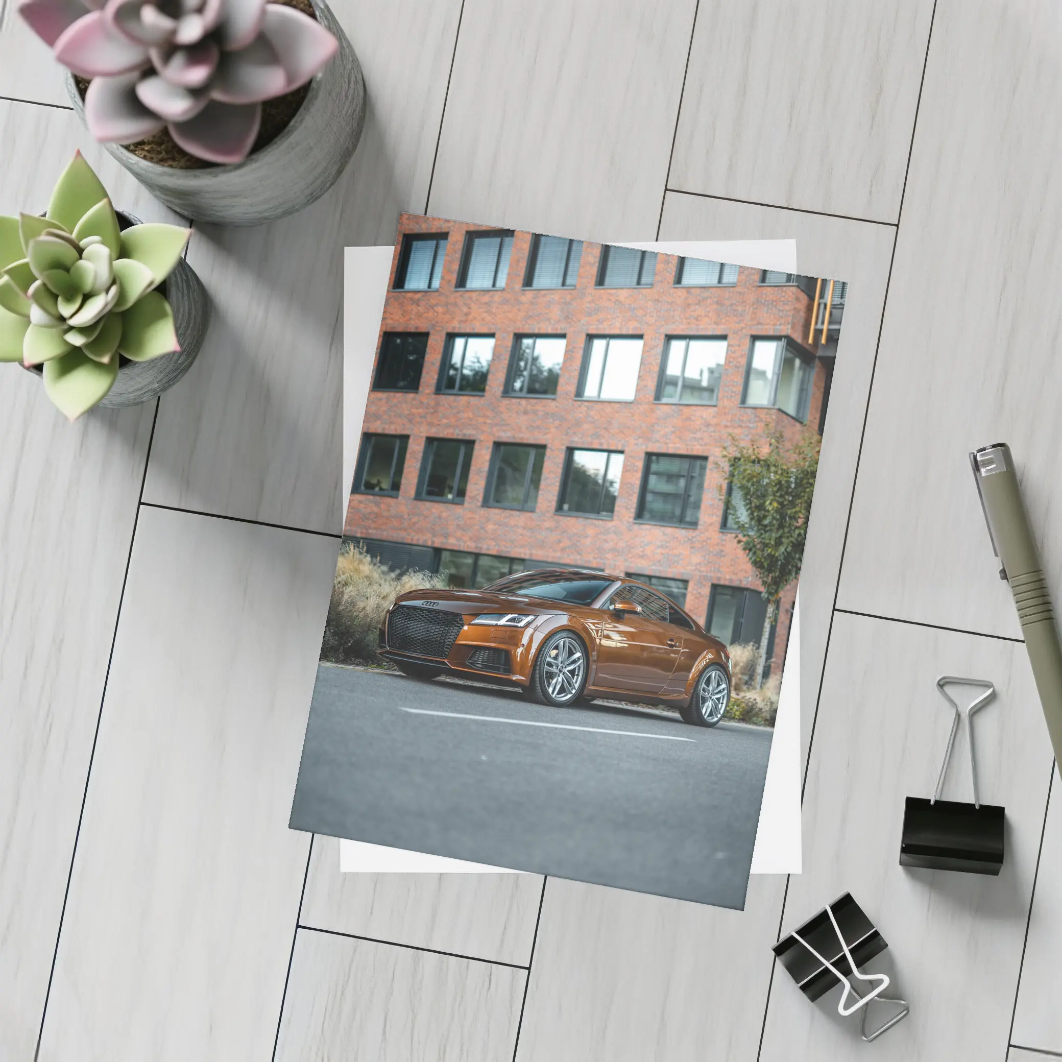 Audi TT Bronze Coupe Urban Street Setting – Postcards