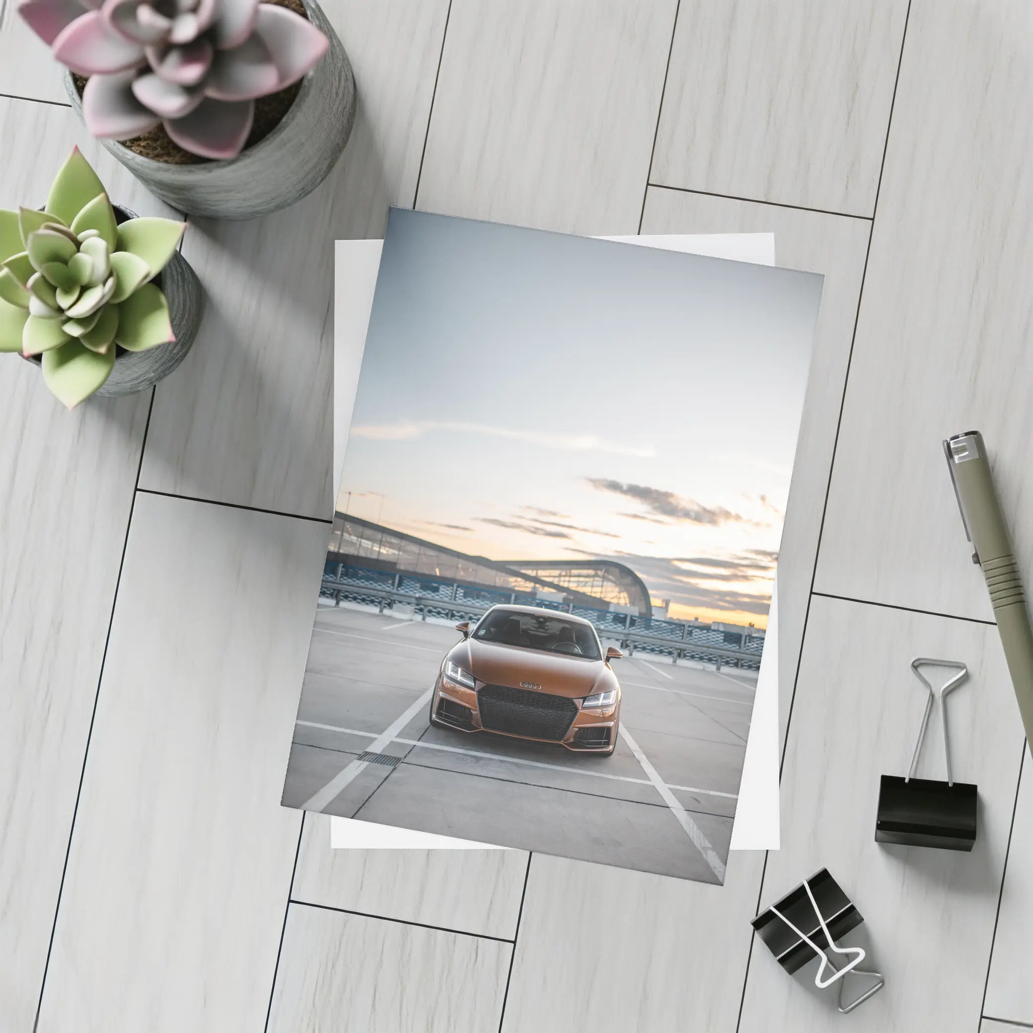Audi TT Bronze Coupe Airport Sunset – Postcards