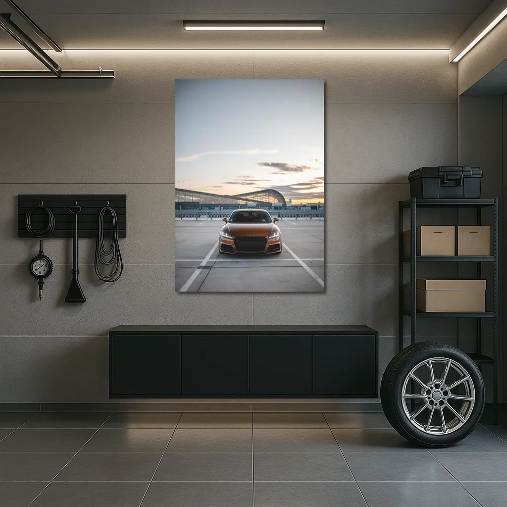 Audi TT Bronze Coupe Airport Sunset – Wall Art