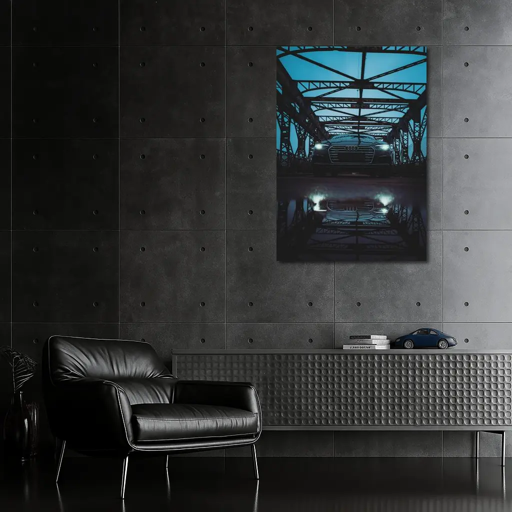 Audi A6 On Dark Bridge With Reflection – Wall Art