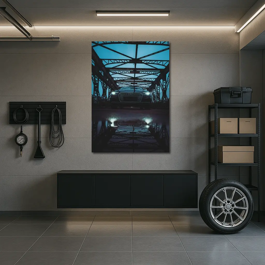 Audi A6 On Dark Bridge With Reflection – Wall Art