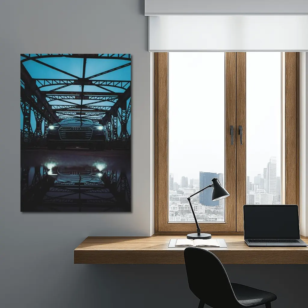Audi A6 On Dark Bridge With Reflection – Wall Art