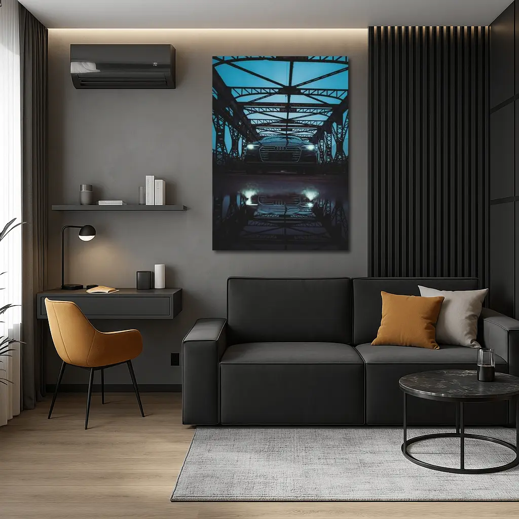 Audi A6 On Dark Bridge With Reflection – Wall Art