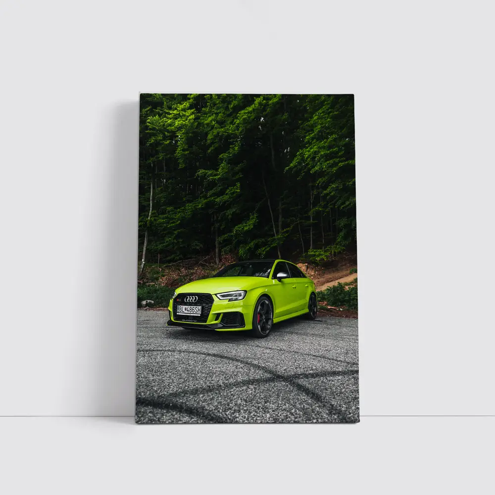 Audi RS3 Lime Green Forest Road – Wall Art