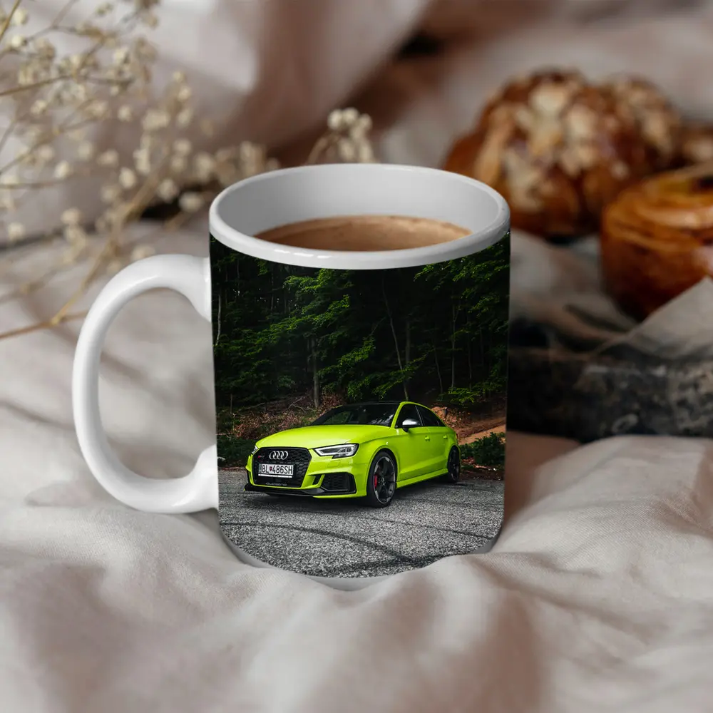 Audi RS3 Lime Green Forest Road – Mugs