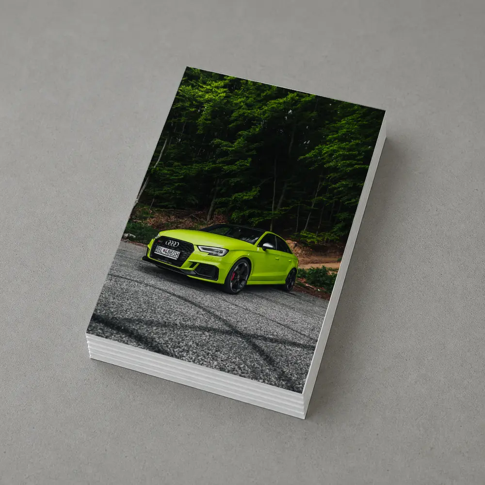 Audi RS3 Lime Green Forest Road – Postcards