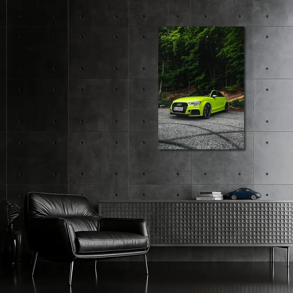 Audi RS3 Lime Green Forest Road – Wall Art