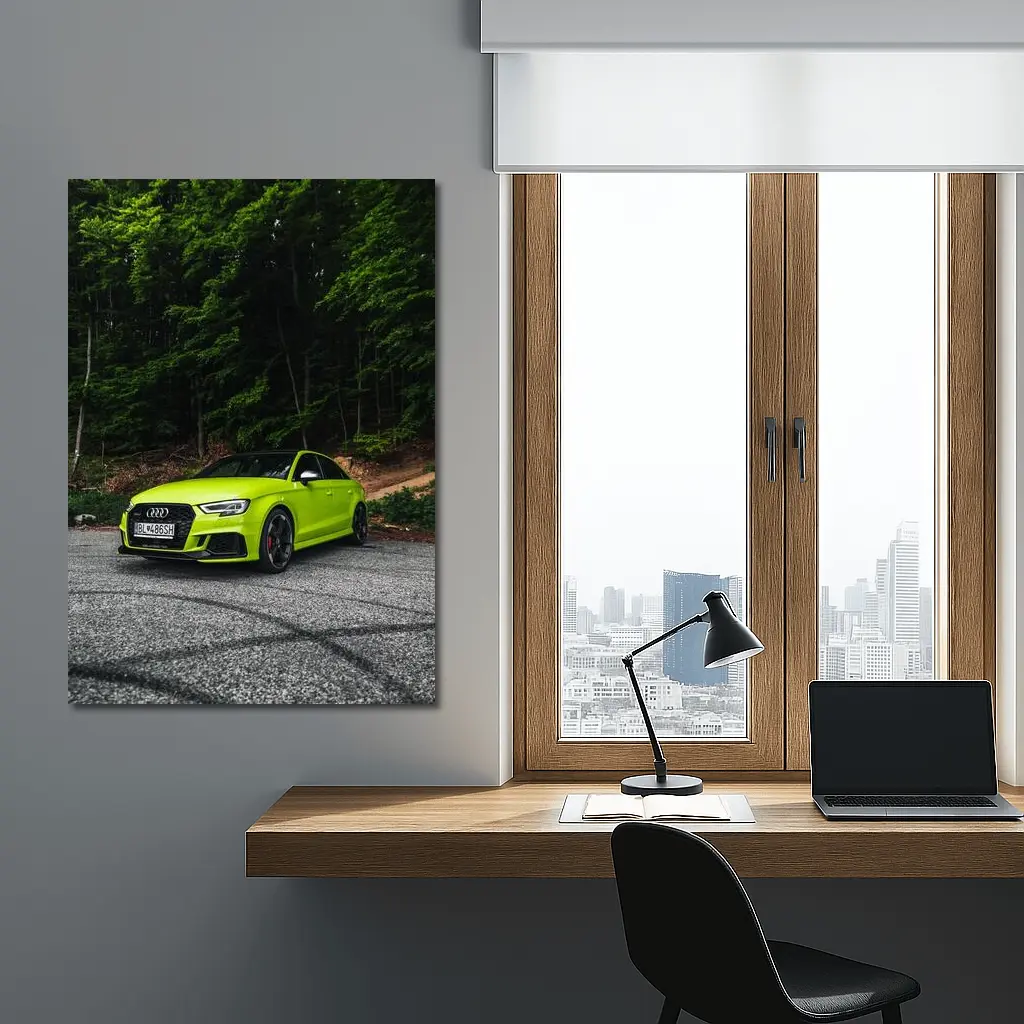 Audi RS3 Lime Green Forest Road – Wall Art