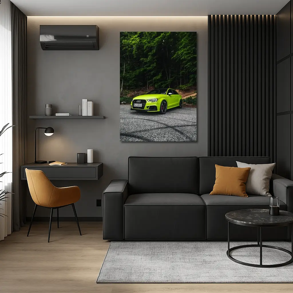 Audi RS3 Lime Green Forest Road – Wall Art