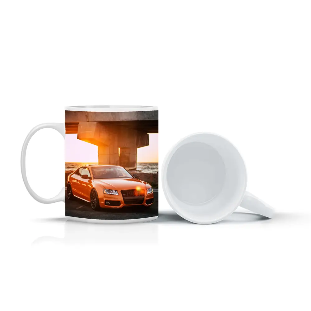 Audi S5 Orange Coupe Sunset Bridge – Mugs
