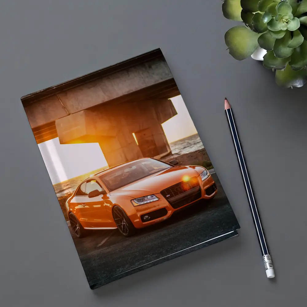Audi S5 Orange Coupe Sunset Bridge – Notebooks