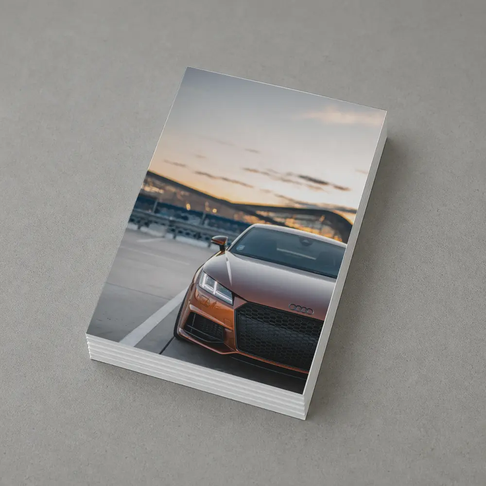 Audi TT Bronze Front View Sunset Track – Postcards