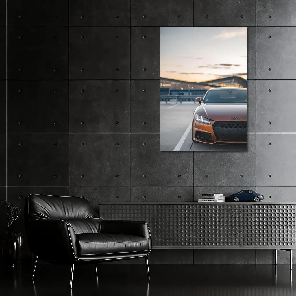 Audi TT Bronze Front View Sunset Track – Wall Art