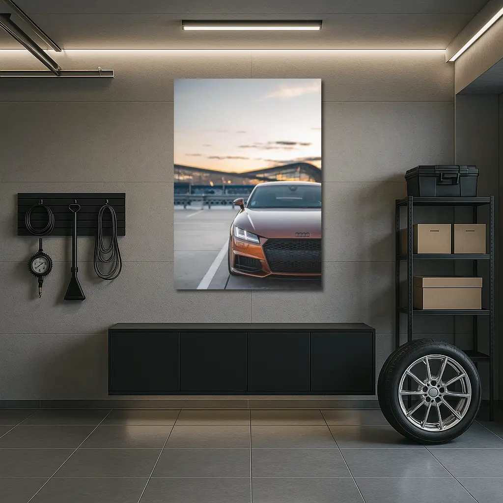 Audi TT Bronze Front View Sunset Track – Wall Art