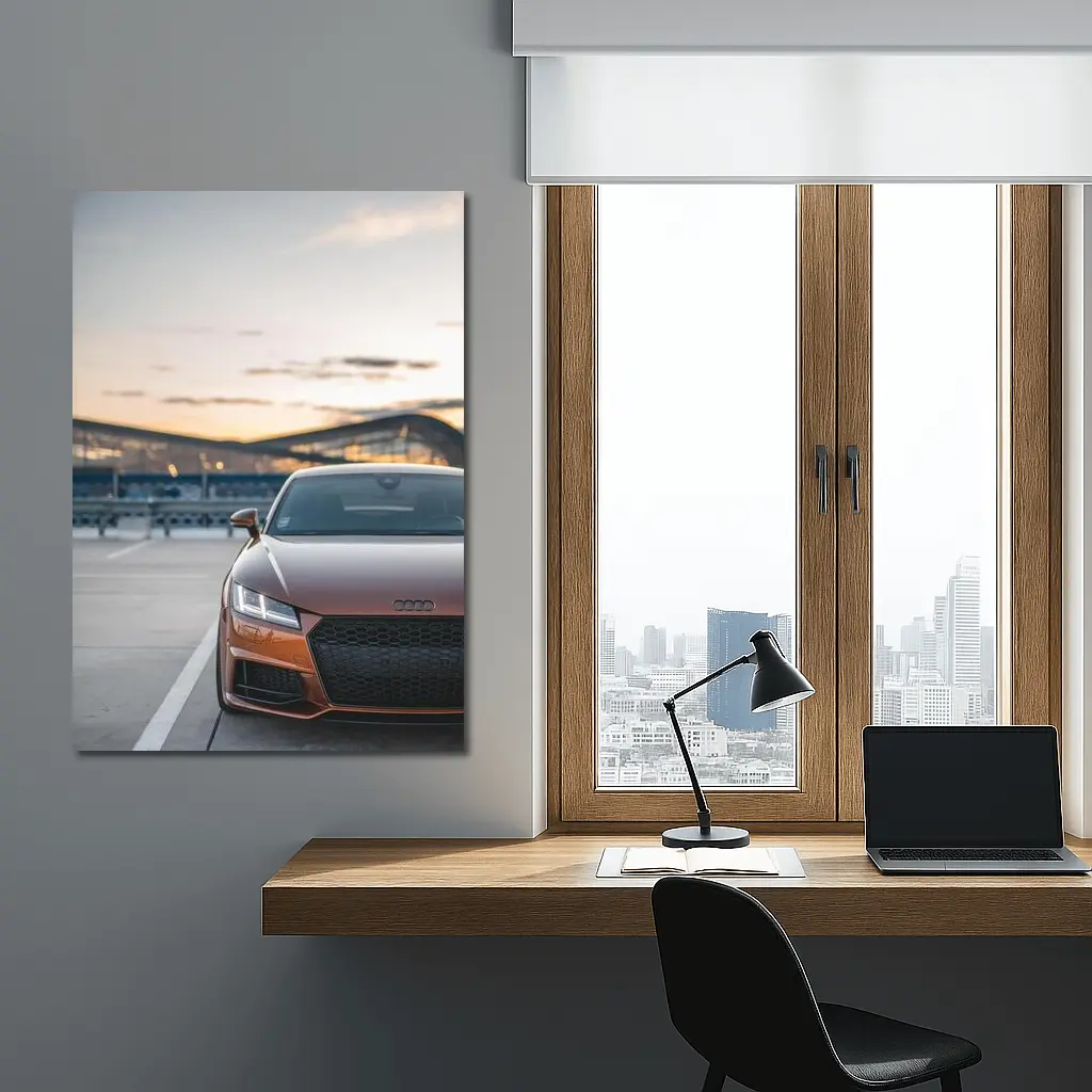 Audi TT Bronze Front View Sunset Track – Wall Art