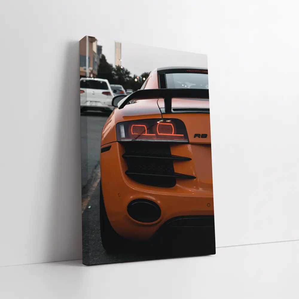 Audi R8 Orange Supercar Rear View