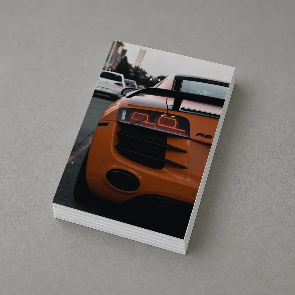 Audi R8 Orange Supercar Rear View – Postcards