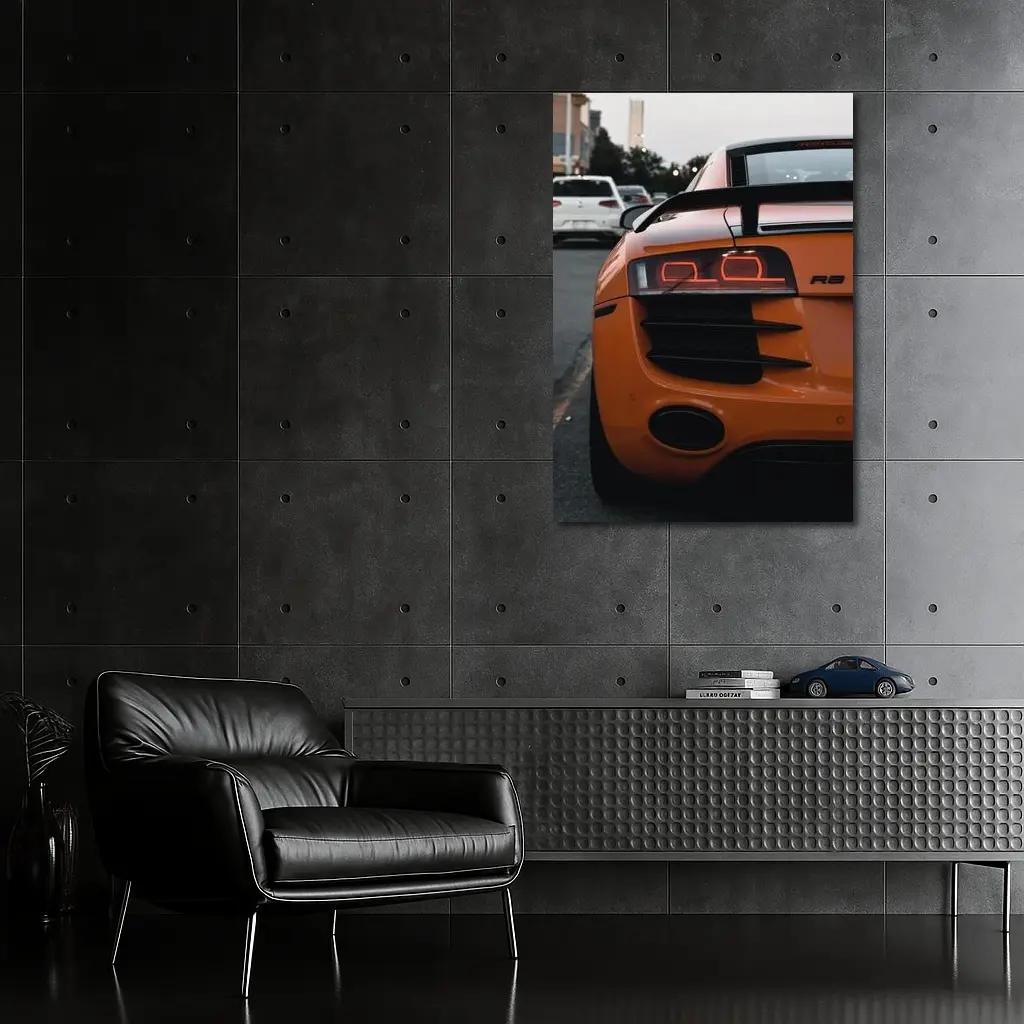 Audi R8 Orange Supercar Rear View – Wall Art