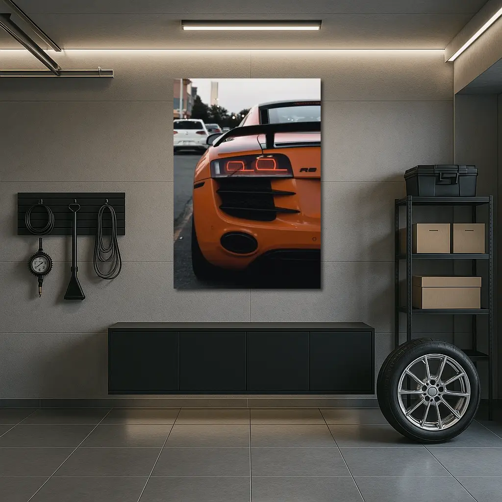 Audi R8 Orange Supercar Rear View – Wall Art