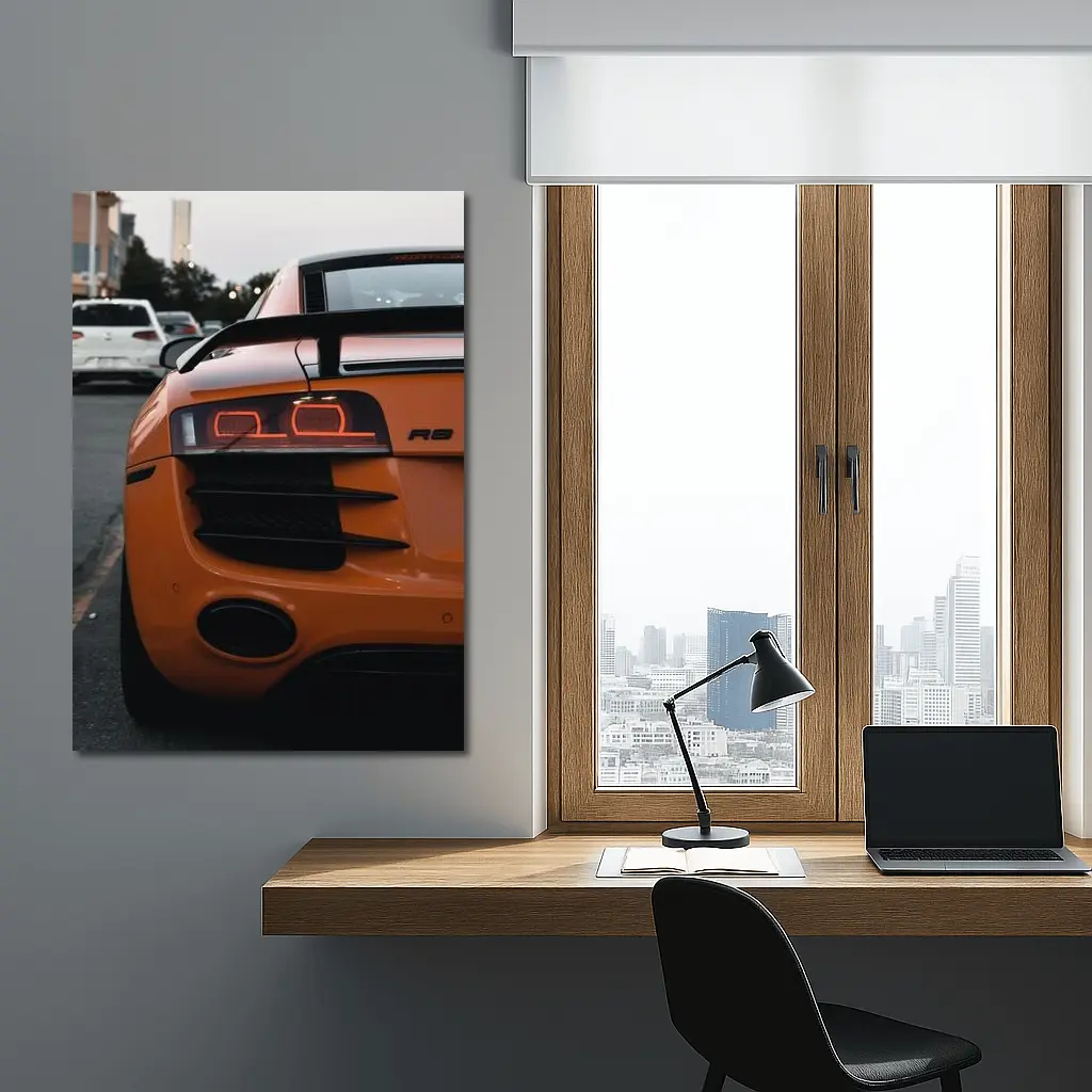 Audi R8 Orange Supercar Rear View – Wall Art