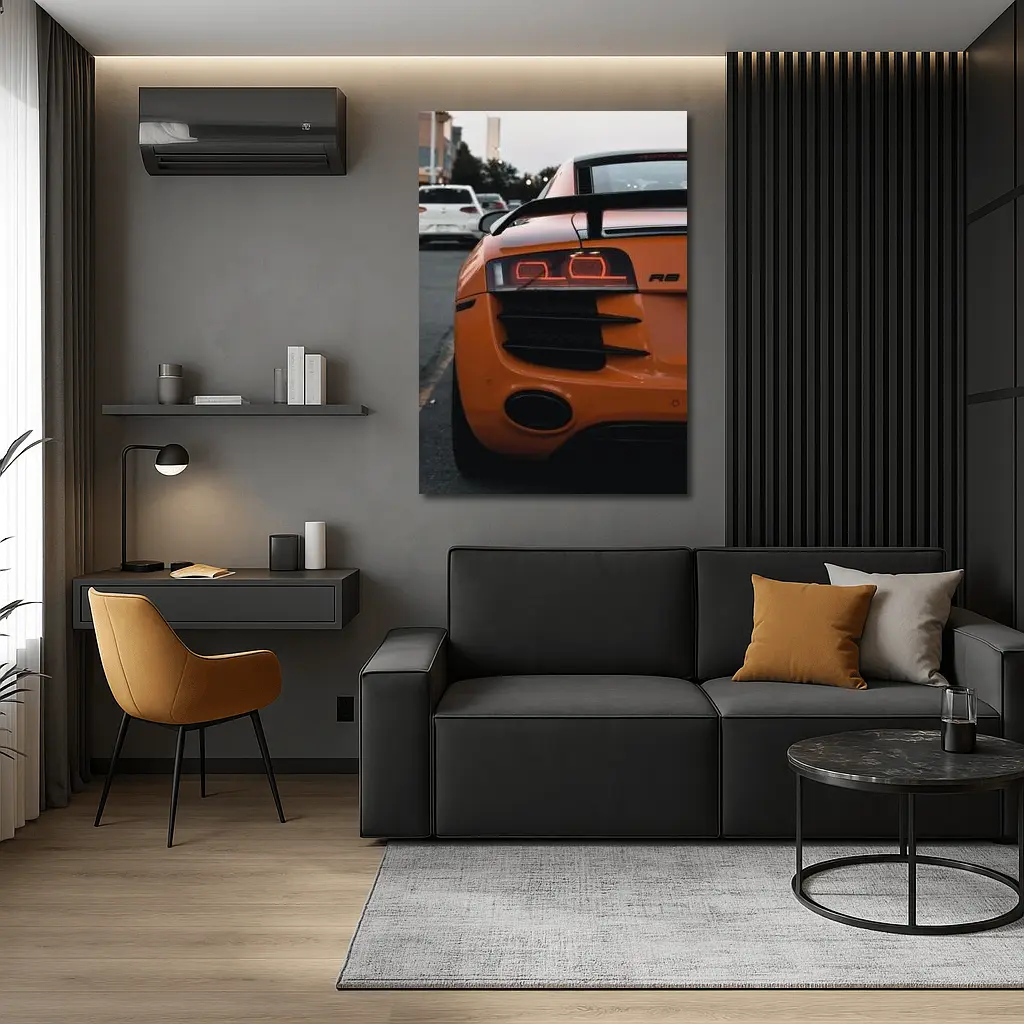 Audi R8 Orange Supercar Rear View – Wall Art