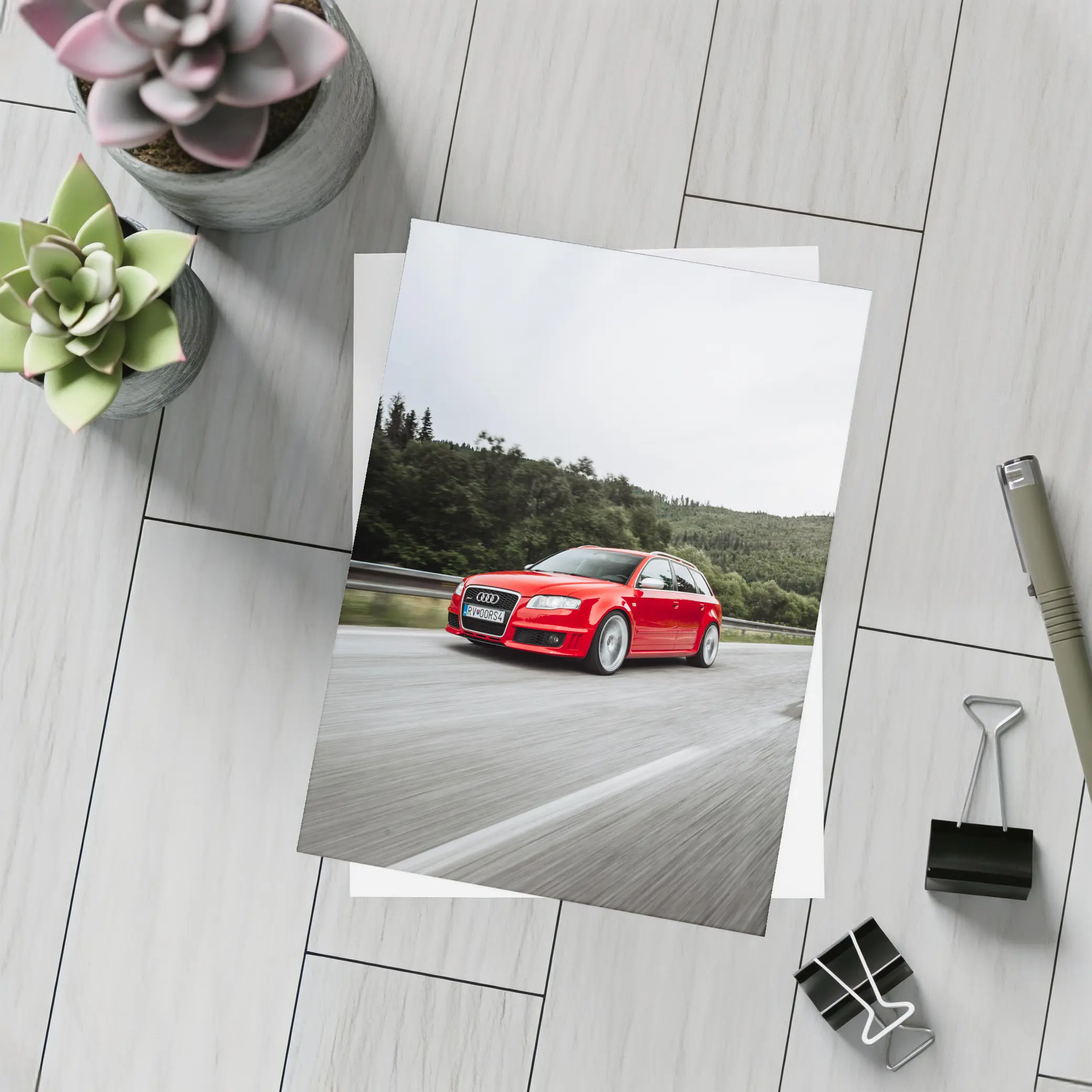 Audi RS4 Avant Red On Mountain Road – Postcards