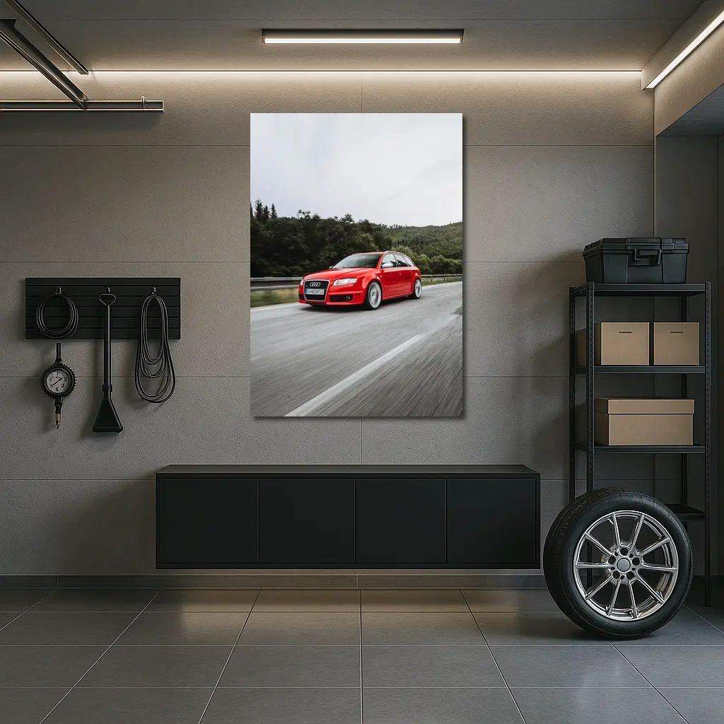 Audi RS4 Avant Red On Mountain Road – Wall Art