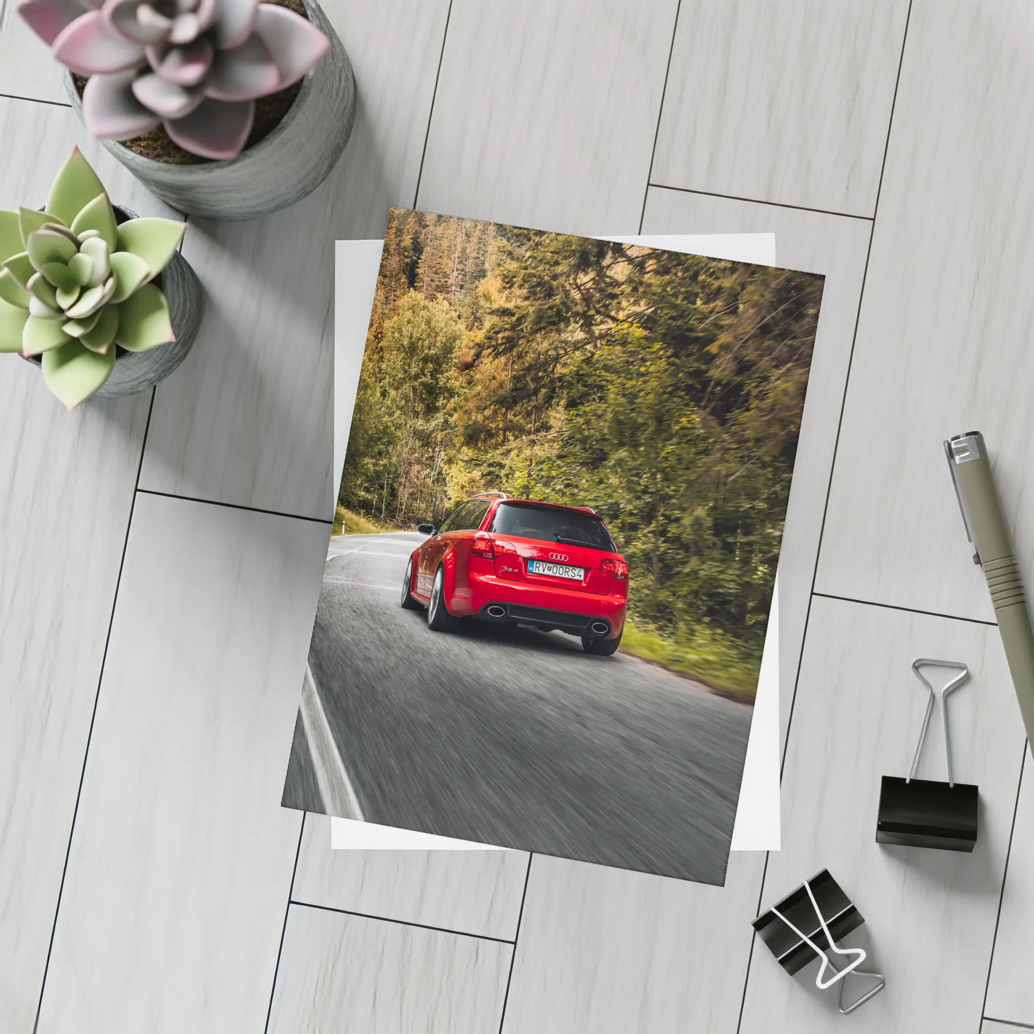 Audi RS4 Avant Red Forest Road Drive – Postcards