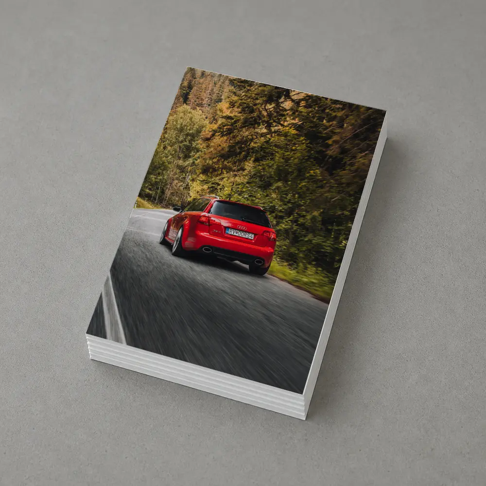 Audi RS4 Avant Red Forest Road Drive – Postcards