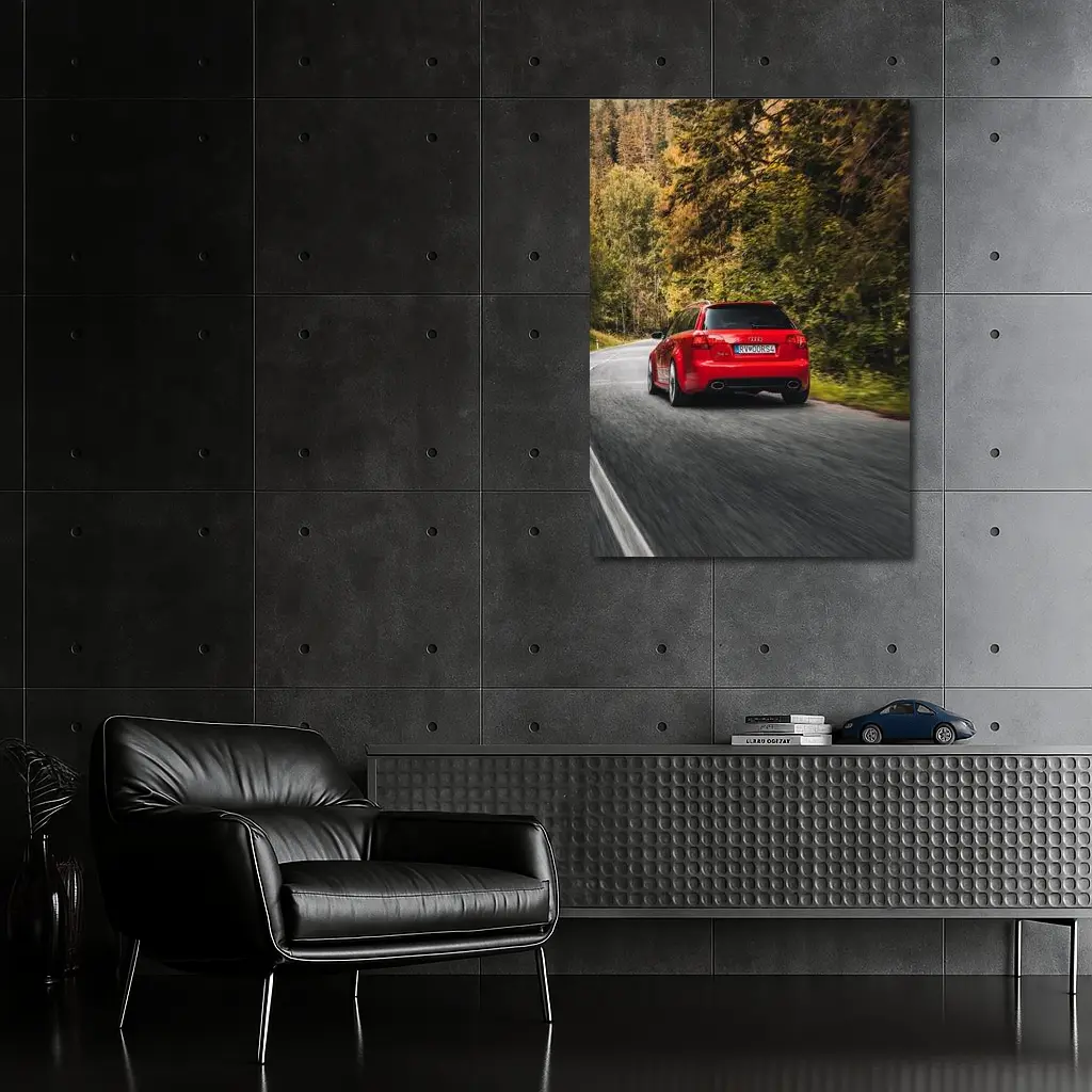 Audi RS4 Avant Red Forest Road Drive – Wall Art
