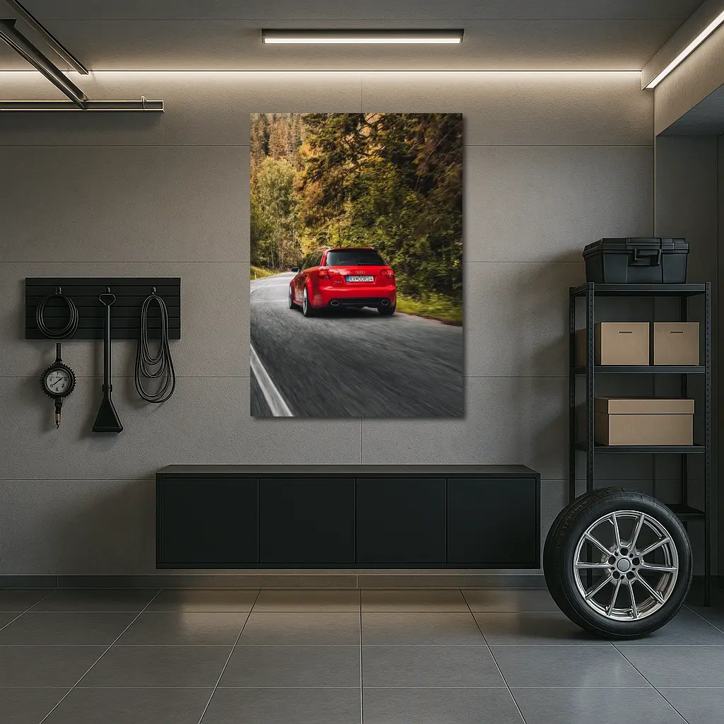 Audi RS4 Avant Red Forest Road Drive – Wall Art