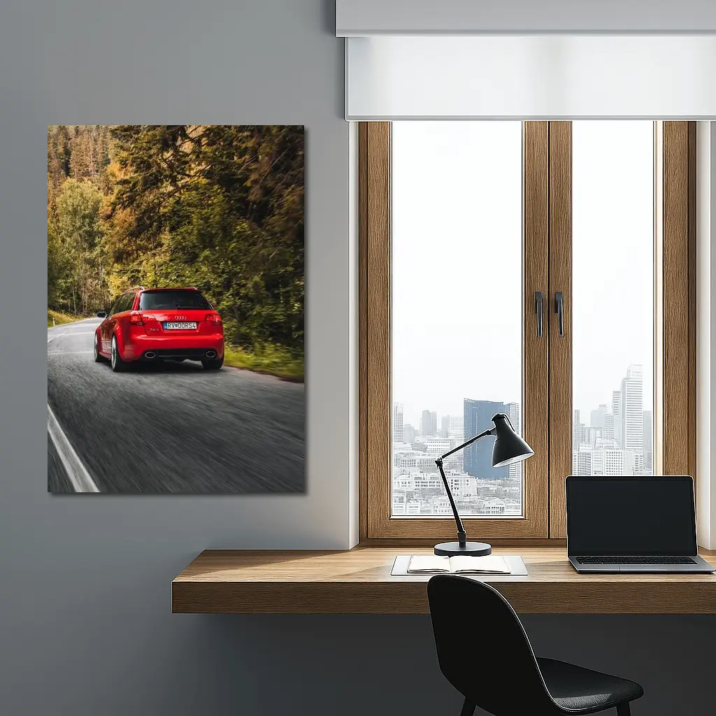 Audi RS4 Avant Red Forest Road Drive – Wall Art