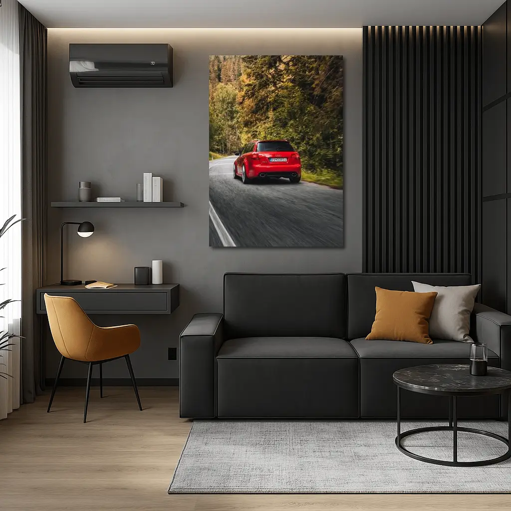 Audi RS4 Avant Red Forest Road Drive – Wall Art