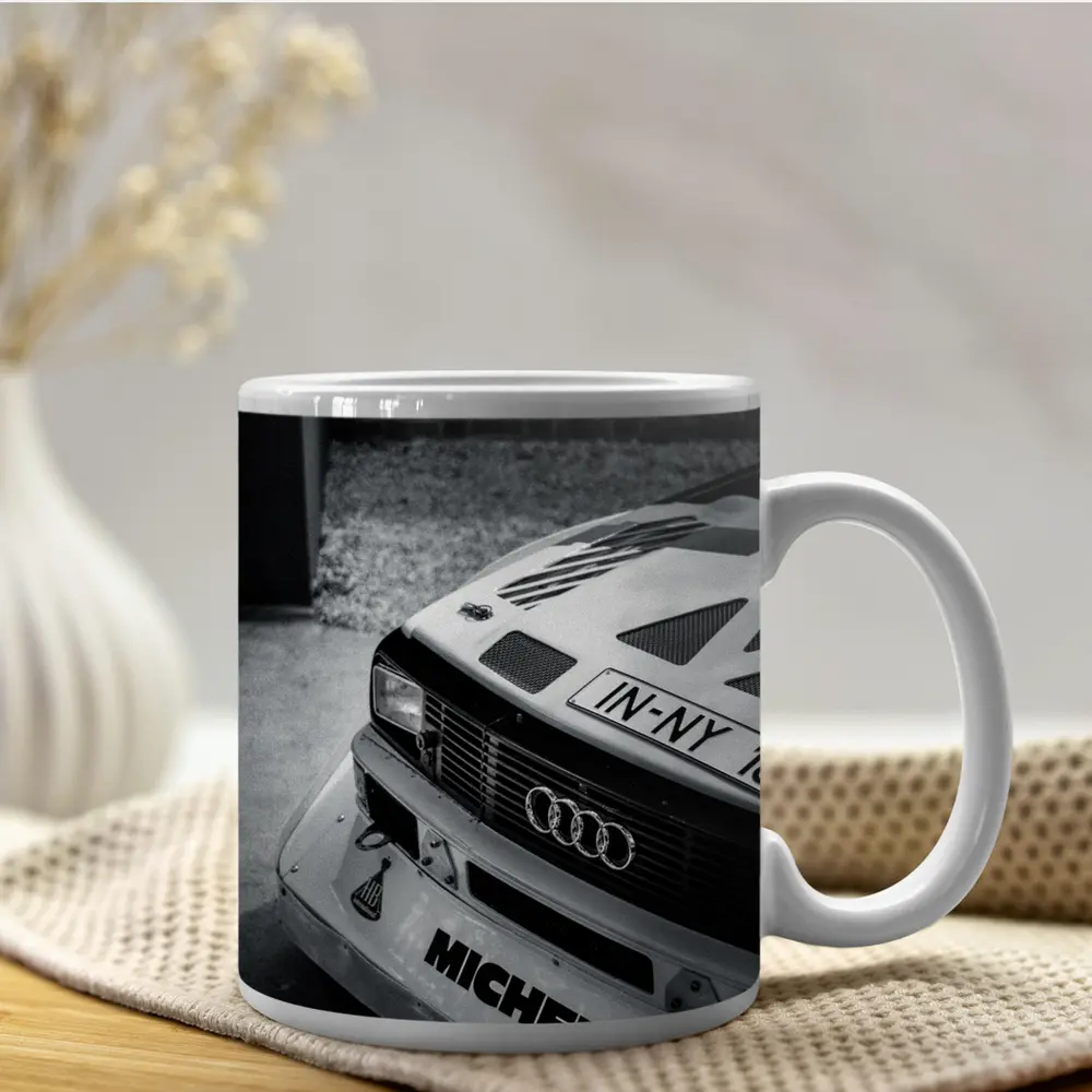 Audi Rally Car Front Close Up Shot – Mugs