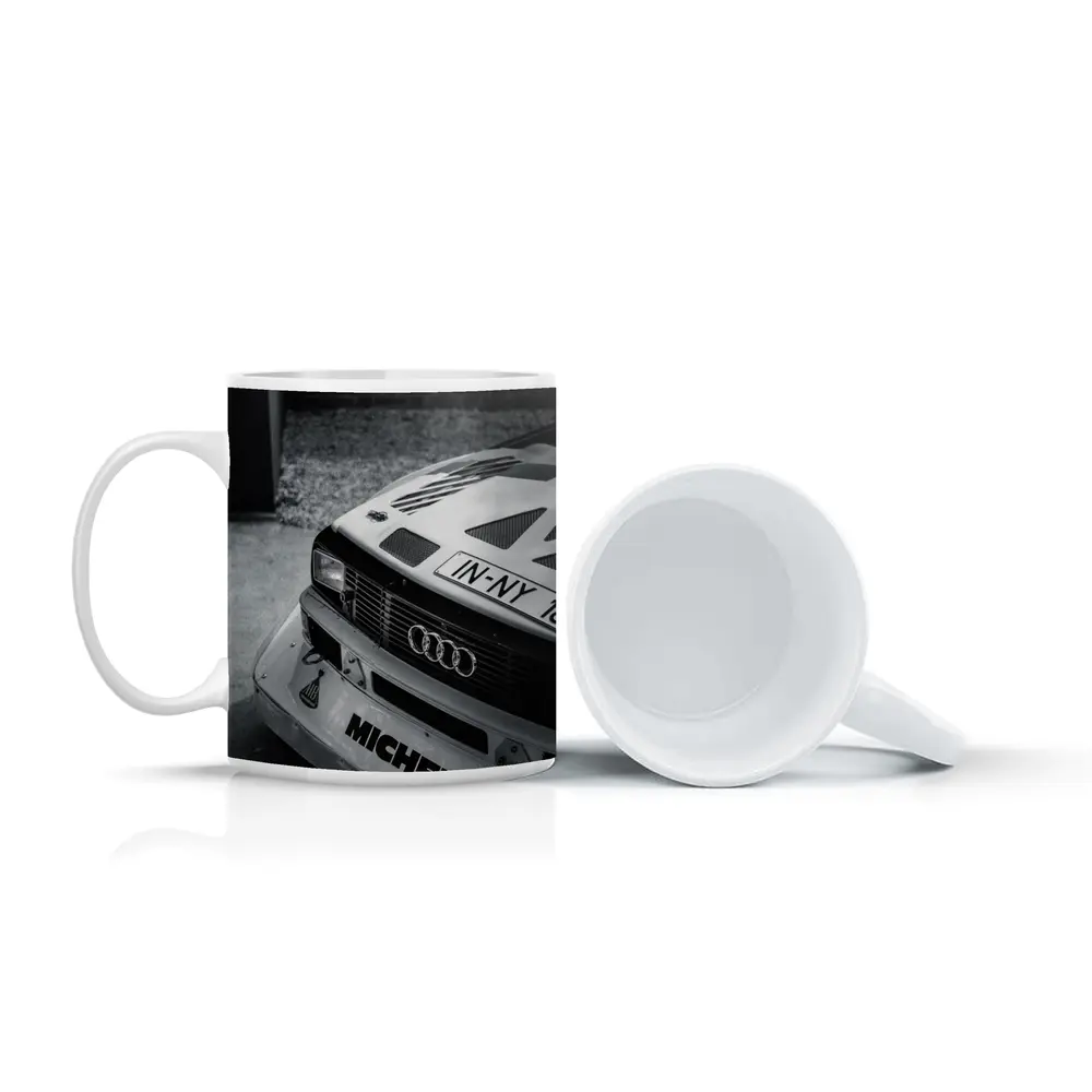 Audi Rally Car Front Close Up Shot – Mugs