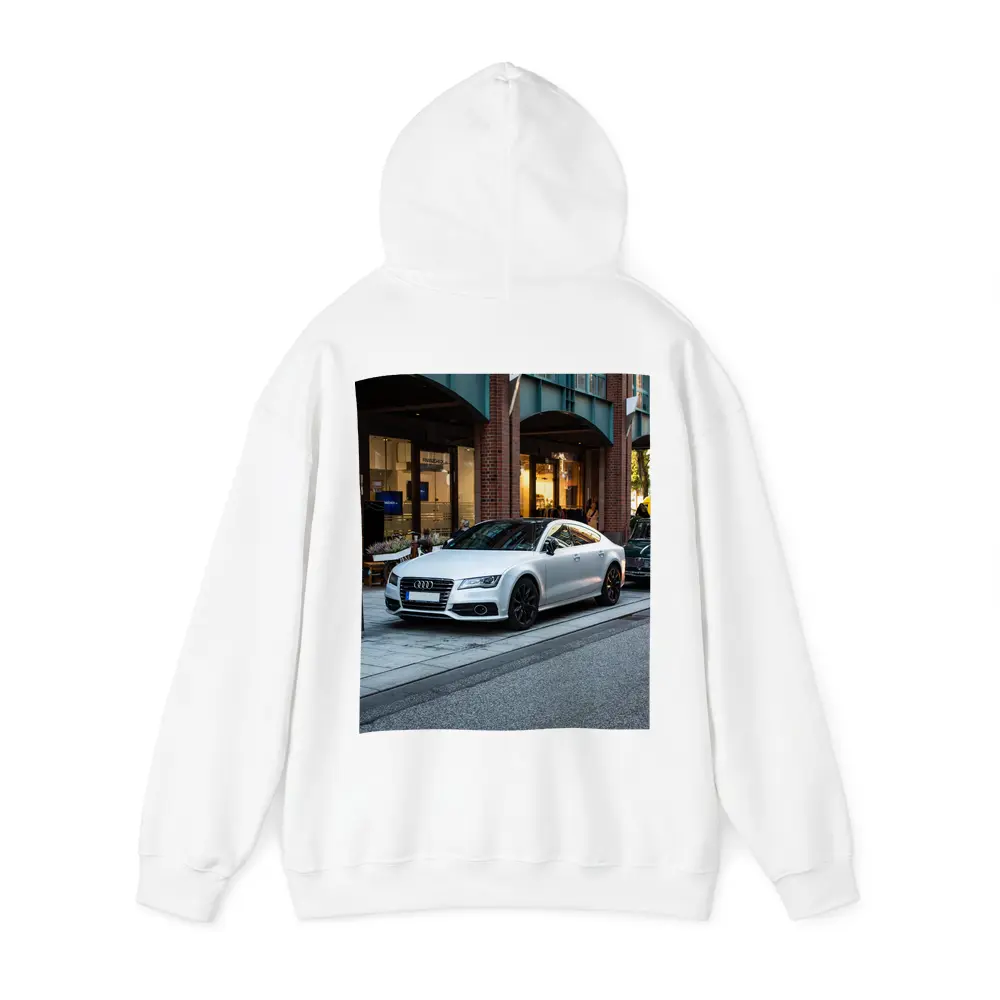 White Audi A7 Parked City Street – Hoodies
