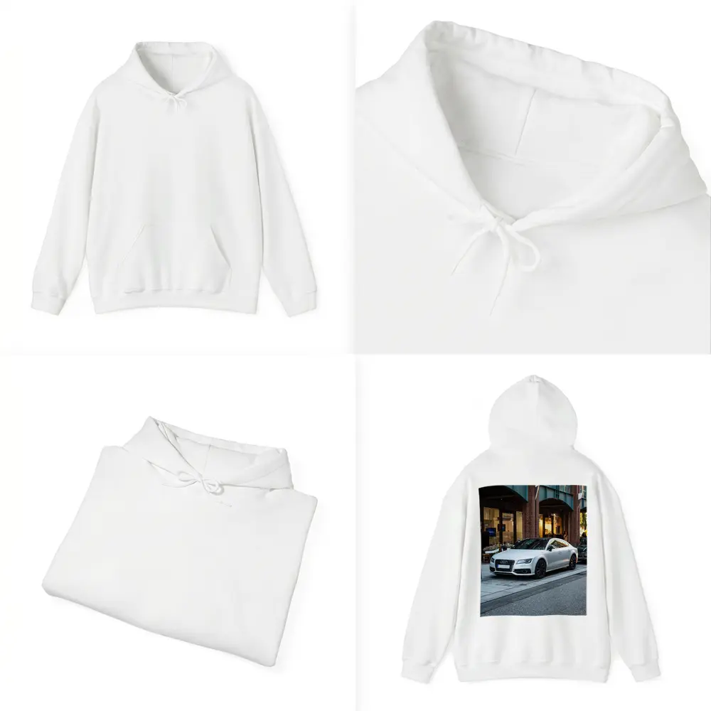 White Audi A7 Parked City Street – Hoodies