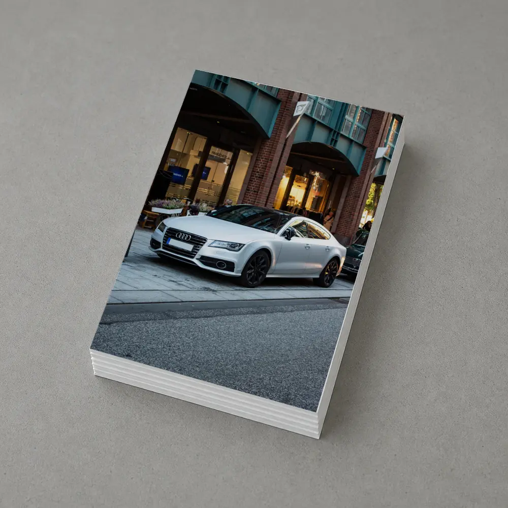 White Audi A7 Parked City Street – Postcards