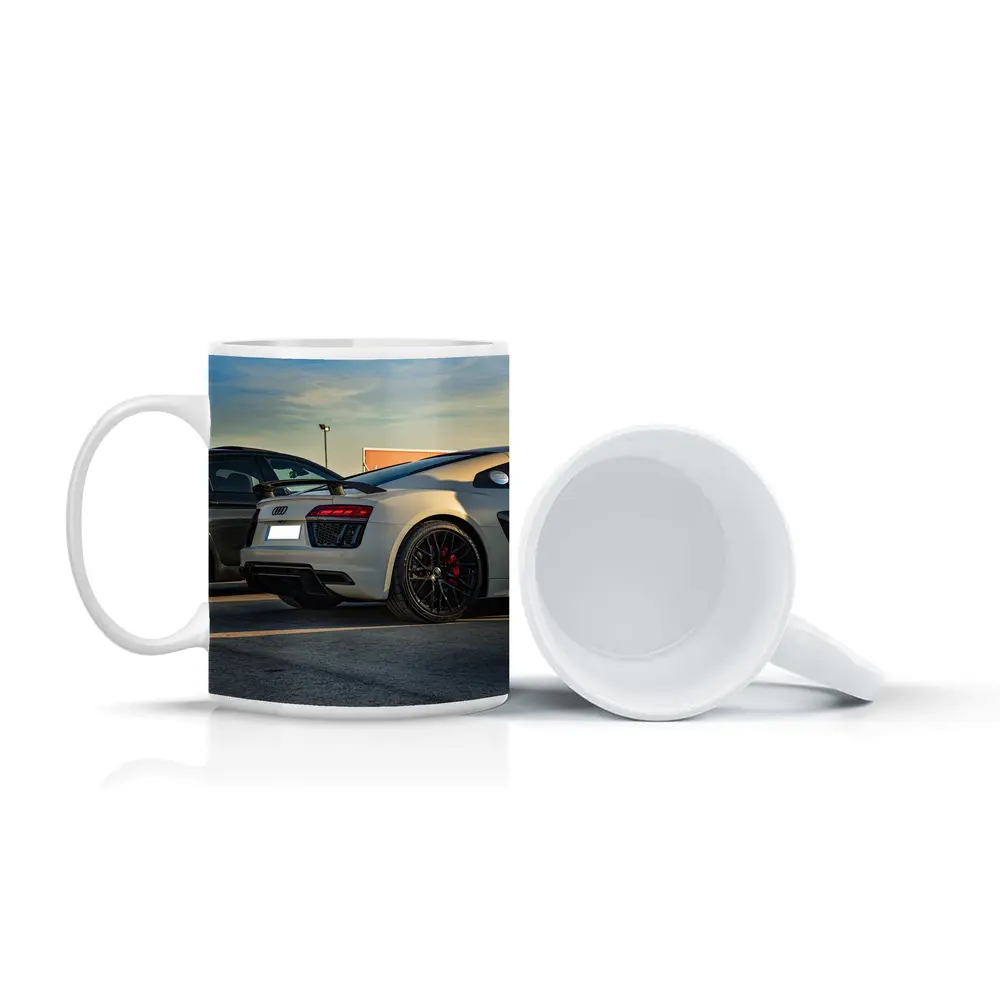 Audi R8 Silver Supercar Rear Parking Lot – Mugs